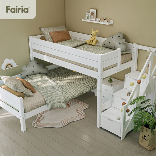 Fairia法芮亚儿童床男孩浅蓝色斜梯女孩床白色环保水性漆简约 - 图2