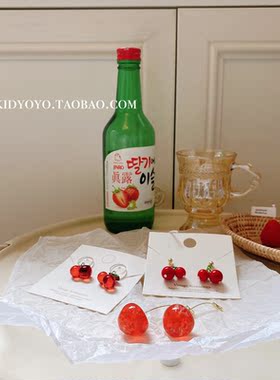 仙气银针车厘子长款少女风耳坠