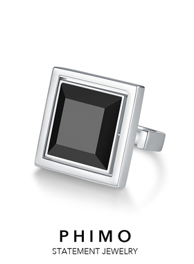 PHIMO-方糖系列两面翻转开口可调节戒指小众原创设计高级大方简约