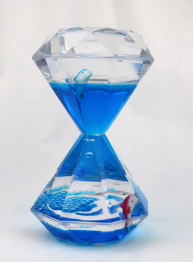 创意钻石海洋水漏油漏计时器多彩卡通漂浮油滴沙漏桌面办公室摆件