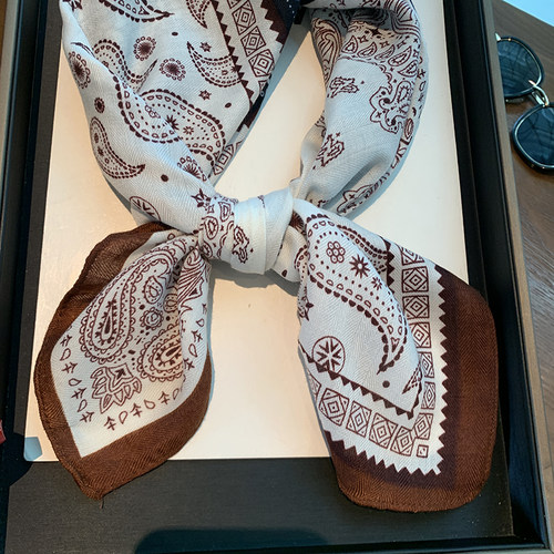 2026新款复古佩斯利花纹老钱风方巾丝巾女春夏领巾时尚绑腰围巾 - 图2