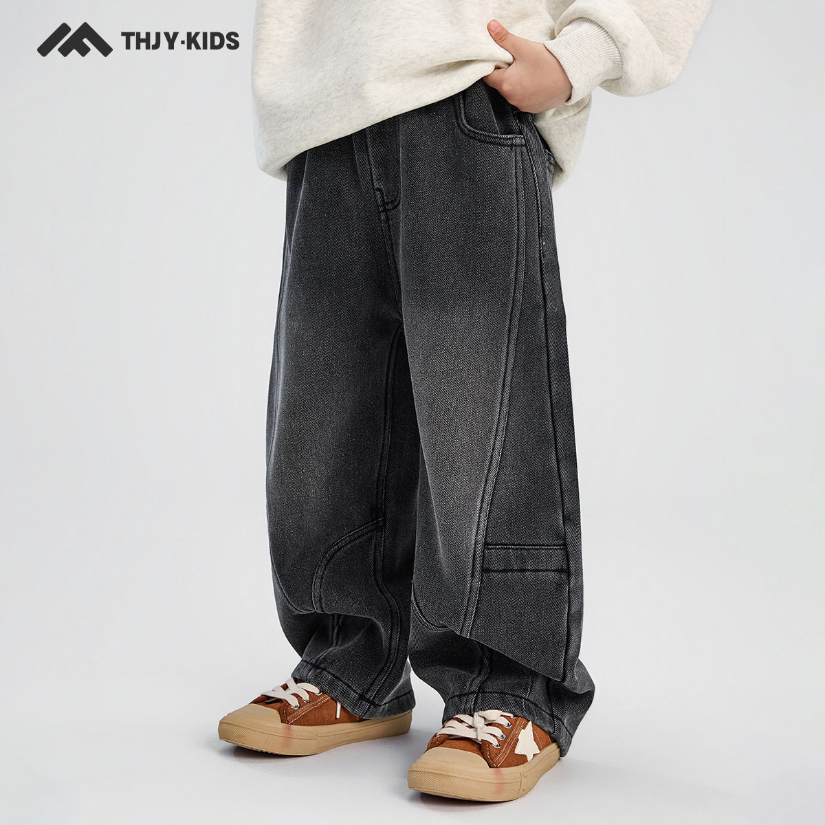 男童加绒牛仔裤冬装2025新款秋冬款儿童中大童加厚一体绒男孩长裤,淘宝优惠券,粉丝福利购,淘宝优惠卷