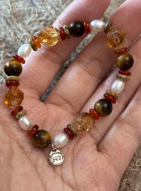 MARSEVEN 串珠手串女古风高级感小众轻奢百搭手链手玛瑙绳手饰品