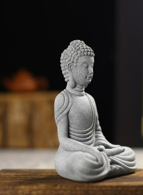 禅意坐佛石雕茶宠摆件