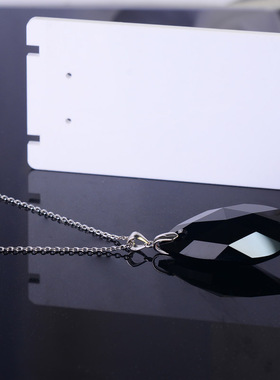 黑色60CM长款纯银时尚毛衣链女奥地利水晶大吊坠项链衣服配饰闪亮