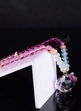 可爱猫头项链奥地利通透多彩闪亮