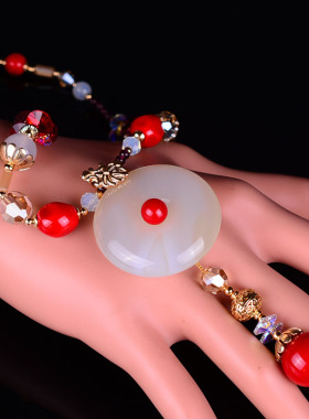 长款毛衣链女玉髓红新年礼物茶晶