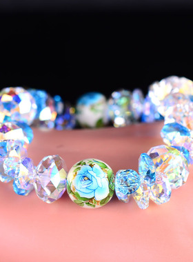 大气闪亮蓝白百搭礼品水晶手链