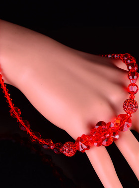 大红色花蕾采用水晶晚会聚会项链