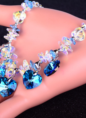 流苏吊坠爱心奥地利水晶项链