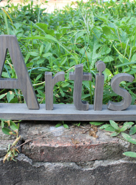 定制图书馆字牌手工木块桌面摆件