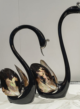 贝壳天鹅祝福客厅玄关工艺品摆件
