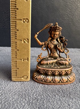 古玩杂项收藏仿古大清乾隆年制铜雕文殊菩萨摆件