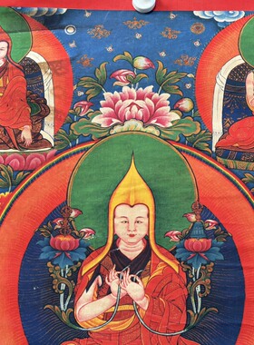 藏式唐卡文殊菩萨挂画藏佛唐卡布画条幅壁画59*83未装裱