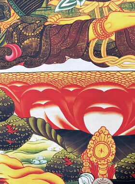 藏式唐卡文殊菩萨挂画藏佛唐卡布画条幅壁画59*83未装裱