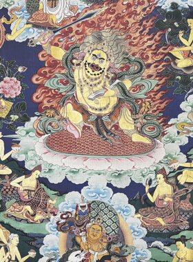 藏传唐卡财宝天王财宝天王像唐卡佛像挂画客厅装饰画玄关走廊挂画