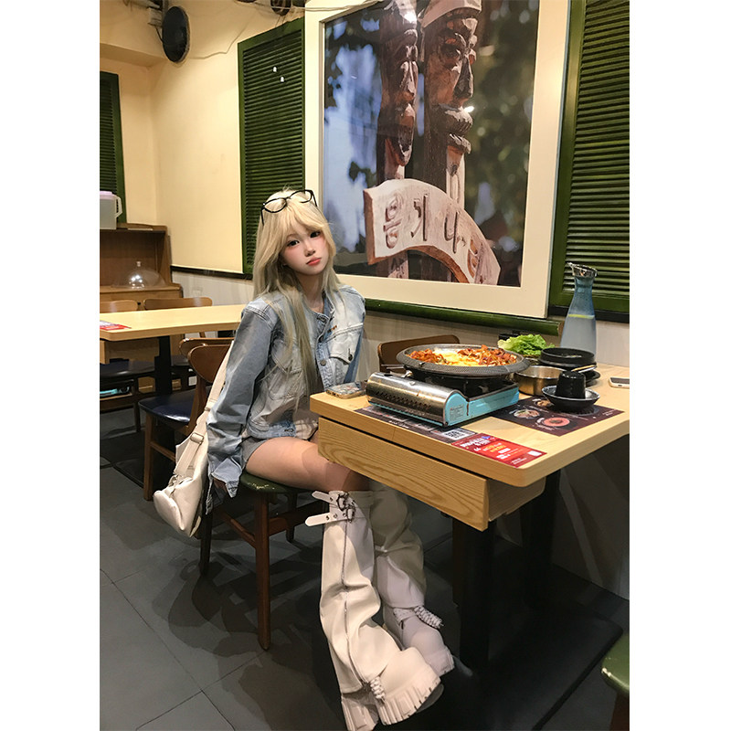 JMJ 美式复古字母刺绣水洗做旧牛仔外套男女宽松休闲时髦正肩夹克,淘宝优惠券,粉丝福利购,淘宝优惠卷