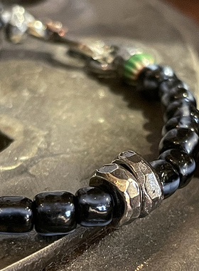 跋折羅古法黑琉璃小众游牧风手链