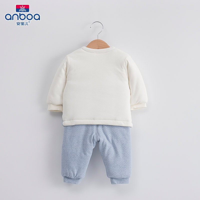 安宝儿宝宝加厚保暖套装冬新生儿夹棉内衣婴儿0-3月绑带合同套装