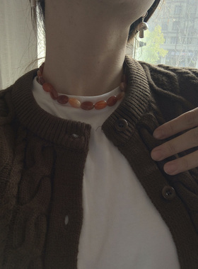 hssilver红玛瑙扁圆情侣原创