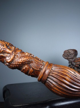 古玩杂项旧藏老桃木雕刻文昌笔