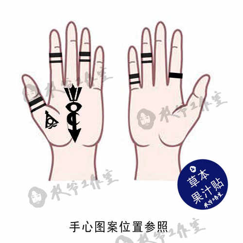 草本果汁黑魔法师手部纹身贴最终幻想14ff14 左右手各三套持久 - 图1