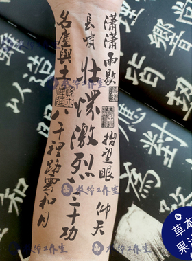 草本果汁满江红岳飞纹身贴