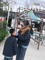 Different pro-sub-dress design feeling small mother-son clothes baseball clothes clip cotton jacket 2023 autumn winter new cotton coat