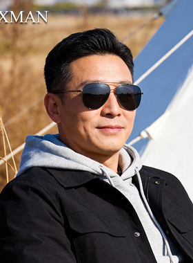 新款男士飞行员墨镜蛤蟆镜遮阳尼龙露营太阳镜时尚黑色