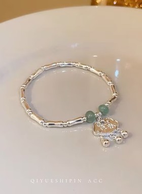 新中式古风竹节平安锁福牌小清新女生温柔手链项链女生生日礼物