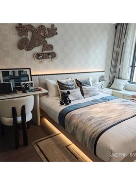 屿物为居 现代轻奢潮酷样板间儿童房男孩房电竞书桌软装饰品摆件