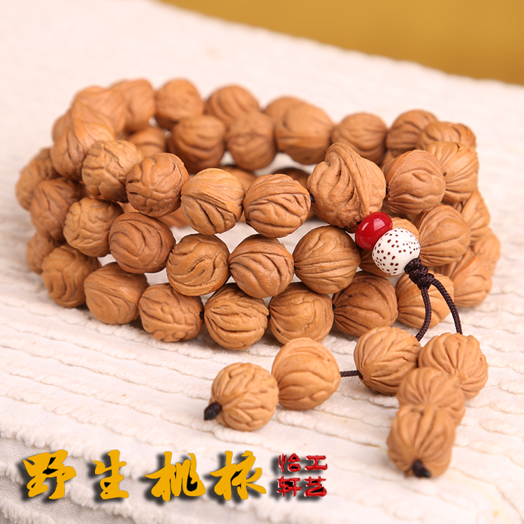 精品龙纹桃核手串金鱼爆肚佛珠54颗长串男女配饰款可定制野生核桃 - 图2