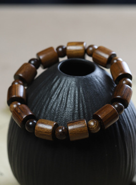 正宗绿檀木黑花梨佛珠手串天然檀香木阿根廷手链男女士款饰桶珠