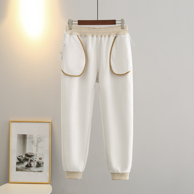 裤子女胖妹mm大码冬季加绒卫裤200斤抽绳高腰宽松运动休闲哈伦裤,淘宝优惠券,粉丝福利购,淘宝优惠卷