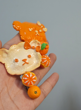 可爱橘子皮小熊发夹头饰