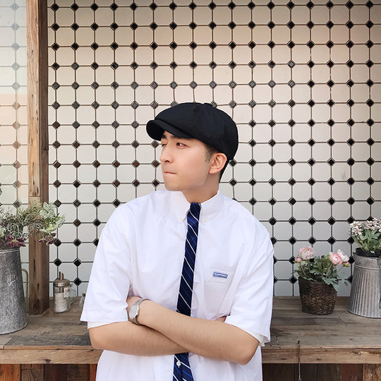 Sogo literary British style pure cotton duck bill octagonal hat