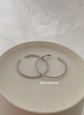 通体纯银小圆珠戒指S925简约开口