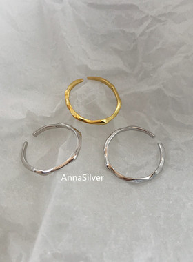 通体纯银不规则设计感凹凸S925