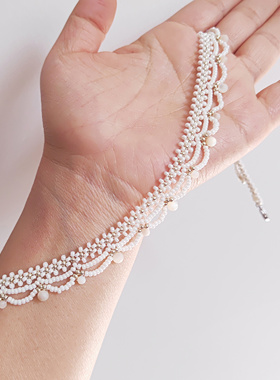 超美的磨砂贝珠手工项链