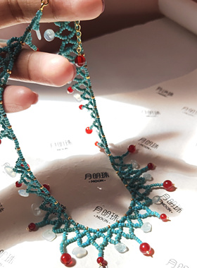 文物感红玛瑙串珠项链