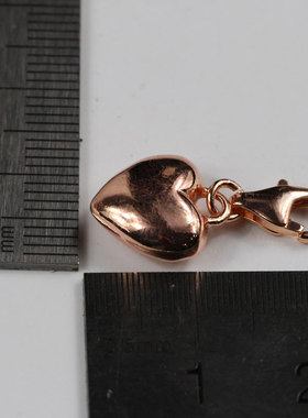 立体玫瑰金色爱心吊坠龙虾扣挂坠吊饰个性时尚配饰轻奢小众首饰品