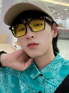 铆钉黄色墨镜潮男TR90女士小方框