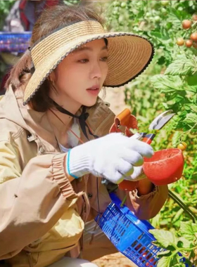 姜妍同款日本OR新品防晒空顶帽女拉菲草遮阳草帽可折叠收纳大帽檐
