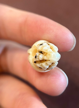 白色料器娘拉擦擦背云卡子老塑料仿象牙西藏传文玩老物件小年份