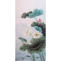 Country painting finished work stroke lotus pure hand painted real handwriting Three feet banner flower bird painting No-framed painting core not mounted and painted