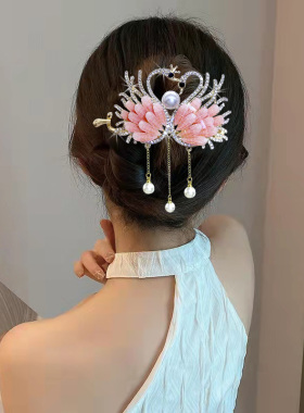 气质天鹅流苏扭扭发夹