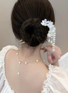 古风花朵流苏U型发簪宫廷
