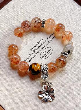 天然水晶手串女款暴富黑金