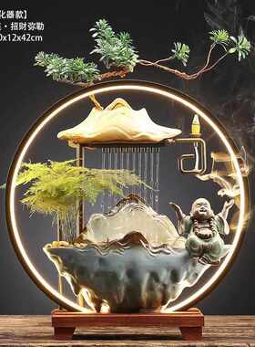 招财流水摆件茶几循环水客厅生财创意家居装饰办公室桌面开业礼品