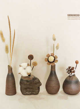 原木风摆件家居饰品软装日式柜台电视柜茶室禅意博古架新中式高端